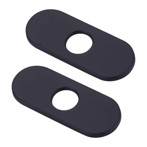 BildeeMait 2 piezas 304 para fregadero de cocina de acero inoxidable, cubierta decorativa de 1 o 3 agujeros, 160 mm x 36 mm, cromo y negro