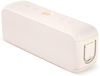BOGASING G6 Bluetooth Speaker, Portable Wireless Speakers with 30W Punchy Sound, 35H Playtime, IPX6 Waterproof, Bluetooth 5.3, Built-in Mic, EQ, TF-Card, AUX, USB Stick for Outdoors Hiking (Beige)