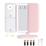 Makeup Mirror Vanity Mirror with Lights, 70 LEDs lighted Makeup Mirror, 2X 3X 10X Magnifying Trifold