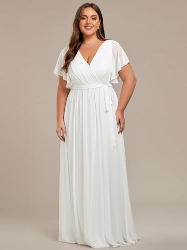 Ever-Pretty Plus Women's Chiffon Short Sleeves A-Line V-Neck Empire Waist Floor Length Plus Size Formal Bridesmaid Dress3