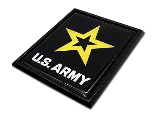Image of Elektroplate Officially Licensed U.S. Army Star Black All Metal Emblem for Cars, Trucks, and All Auto | Universal Fit at 3.2 inch x 2.65 inch | Weatherproof