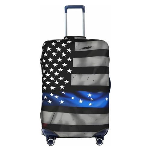 American Blue Line Flag Tsa Approved Luggage Cover For 18-32 Inch Suitcases Scratch-Resistant Stretch Luggage Cover