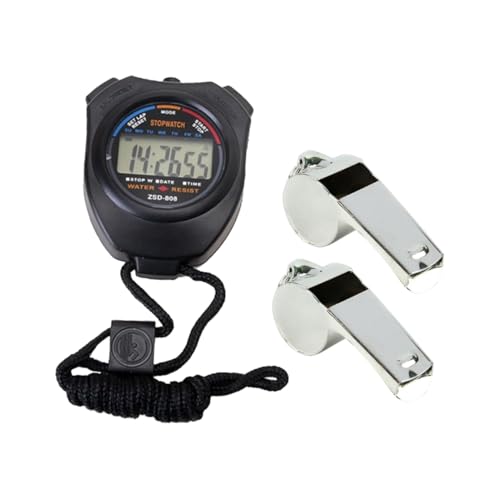 BESPORTBLE Stopwatch De Doble Canal con Silbatos Impermeable Cronómetro para Deportes Cronómetro Profesional Sports Stopwatch and Whistles Reloj De Parada Multifuncional