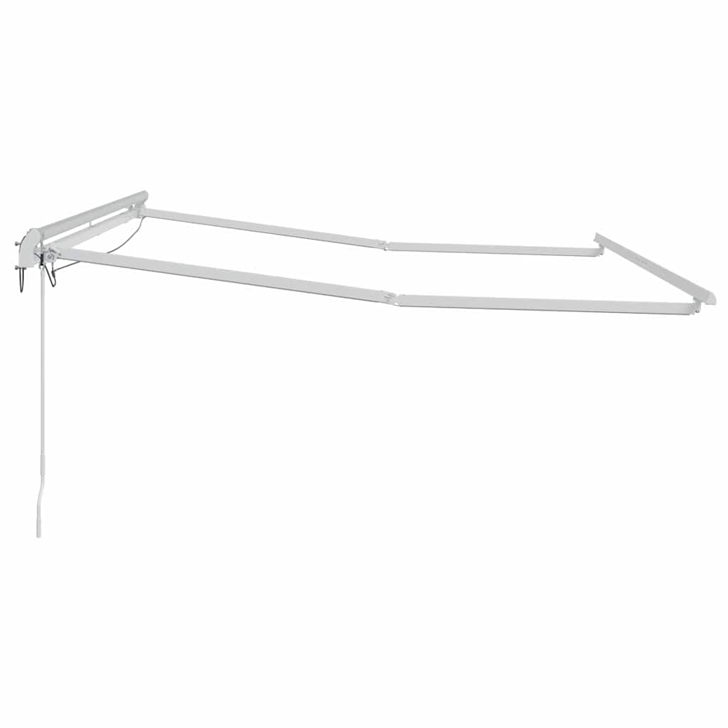 Rama markizy z listwami świetlnymi LED, biała, 350 x 250 cm, aluminiowa, zwijana, odporna na warunki atmosferyczne, idealna jako zadaszenie tarasu i ochrona przed słońcem na balkon