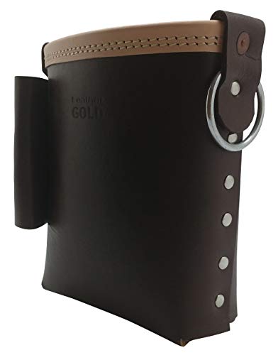 Leather Gold 3850-CHOC Bolt Bag with Spud Wrench Holder and Snap Holder | Ironworker Bolt Bag, Medium Size | Premium, Ultra Durable Buffalo Leather | Commercial Grade Sliding Tool Belt Accessory