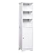 kleankin Armario Alto de Baño de 5 Niveles Estantería Columna de Baño con 3 Estantes 1 Puerta Balda Interior Ajustable Gran Almacenaje 40x38x160cm Blanco