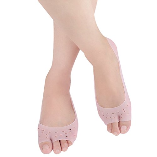 ROSENICE Toe Separating Socks Open-Toed Socks Invisible Shallow Moisture Socks (Pink)