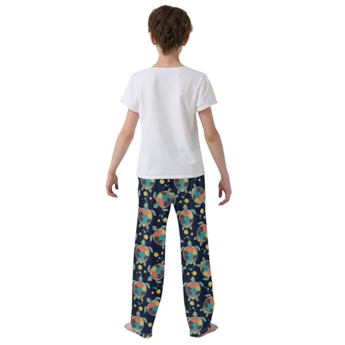 Colorful Turtle Bubble Boys Long Pants Soft Trousers Elastic Waist Kids Lounge Bottoms with Pockets S-XL3