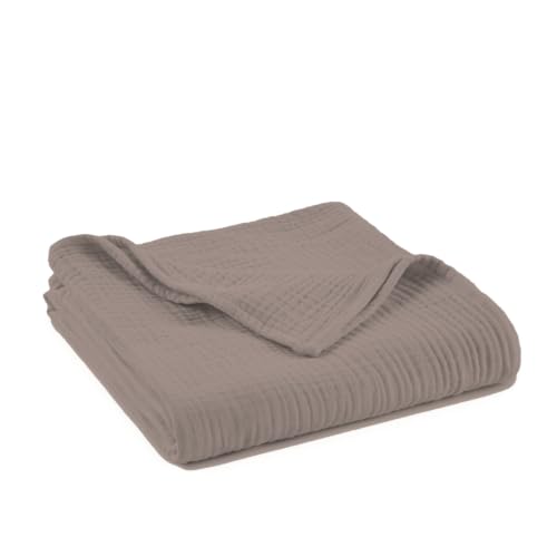 Image of 100% Cotton Organic Muslin Baby Swaddle Blanket GOTS & Fairtrade Certified Organic Cotton - Couch Living Room and Bedroom Decor - 4 Layer Super Soft and Cozy (Moon Rock, Baby)