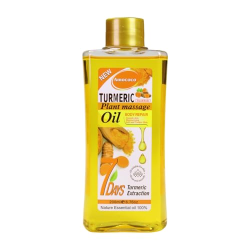 Amococo 200ml Turmeric Body Oil for Massage & Daily Hydration Deep Moisturizing with Vitamin E Collagen Turmeric Oil for Face and Skin Self-Massage & At-Home Skin Routine (6.7 fl oz)