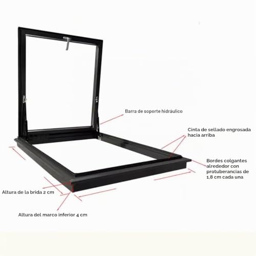Miniatura 7 de Wiging Casa Con Claraboya Ventana De Tejado Ático Techo Pequeño Tapa De Trampilla De Escape Sótano Puerta Con Luz Natural Montaje Empotrado Subterráneo Ventana De Pozo De Luz Black
