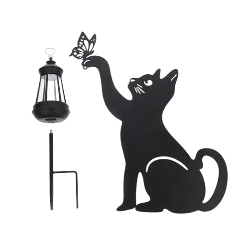 Lampe solaire extérieure chat en fer le cadeau idéal pour jardin