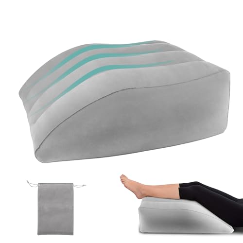 Williyatt Almohada para Piernas, Cojín Cuña Elevar Piernas Cansadas, Mejora la Circulación, Cojín Piernas Dormir, Cuña Reposapiernas Confort（Ferroso） (Gris)