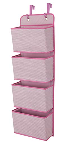 Image of Delta Children 4 Pocket Over The Door Hanging Organizer, Easy Storage/Organization Solution - Versatile and Accessible in Any Room in the House, Barely Pink