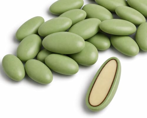 Dragées Amandes Prestige Artisanales Françaises, 40% d'Amande, Disponible en 5 Coloris, 500g - Amande Castille (Vert Sauge)