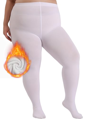 Image of DancMolly Plus Size Fleece Lined Tights Winter Warm Womens Tights, High Waisted Opaque Pantyhose