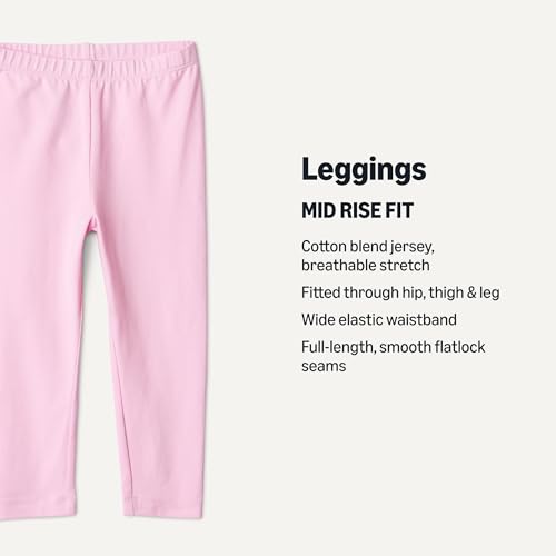 Image of Amazon Essentials Girls' Cotton Stretch Leggings, Multipacks