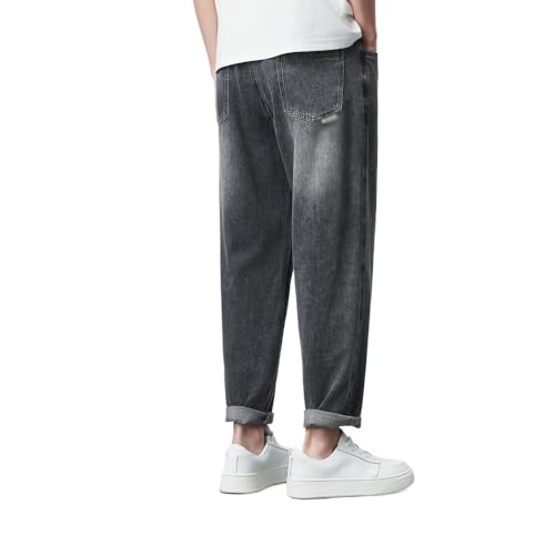 Elastic Waist Jeans with Straight Leg Tapered Cropped Pants for Men3