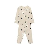 Kinder Jungen und Mädchen Pyjama-Set Langarm Love Moon Print Tops + Love Moon Star Pants Homewear Nachtwäsche Set Gr. 92, 1-schwarz