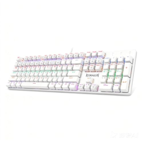 Clavier mécanique Redragon K630 blanc RGB interrupteurs rouges
