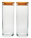 Topkapi Gourmet-Küche 250.927: 2-tlg Vorratsbehälter Vorratsdosen Set „Amarillo XL“, luftdicht für Gewürze, Mehl, Getreide, Zucker, Müsli, Nudeln, Reis, H ~23,4 cm aus Glas