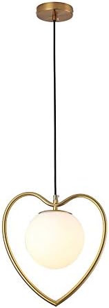 MUMUMI Postmodern Restaurant Simple Hollow Golden Pendant Light Nordic Style Creative Home Led Heart-Shaped Iron Chandelier E27 Glass Lampshade