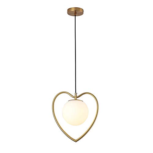 Mumumi Postmodern Restaurant Simple Hollow Golden Pendant Light Nordic Style Creative Home Led Heart-Shaped Iron Chandelier E27 Glass Lampshade #TOP2