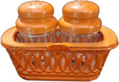 Image of Nabhya Complete Dining Table Set of Pickle Jars, Salt and Pepper Dispenser, Toothpick Holder and Spoon Holder(Wooden Look Design, Plastic) (Basket)