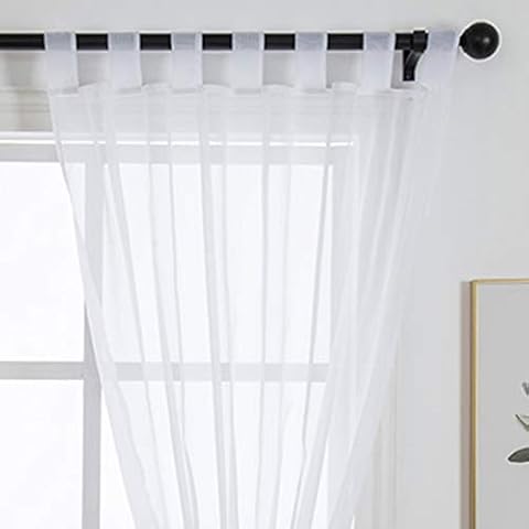ZebraSmile 1 Panel Tab Top Voile Curtains Loop Sheer Curtains Transparent Window Drapes for Living Bedroom Divide Wedding Big Window Curtains White 88(H) X55(W) in Cover