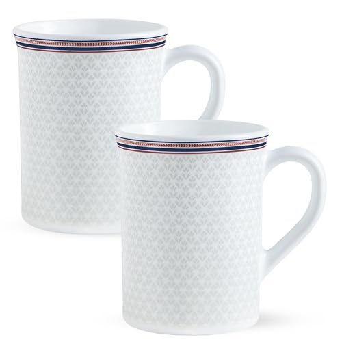 Image of Larah by BOROSIL 350ml x 2pc Opalware Starlight Tea /Coffee Mug Set, Microwave & Dishwasher Safe Embossed Design Crockery Ideal for Daily Use & Gifting
