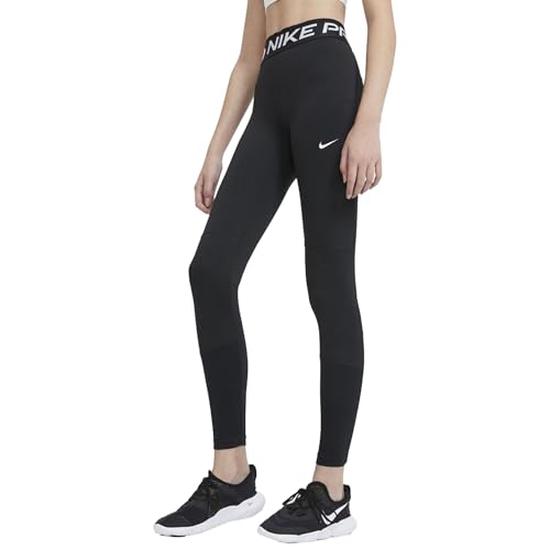 NIKE Mädchen Pro Leggings, Schwarz-Weiss, Large