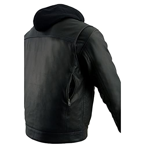 Image of Milwaukee Leather Men's Premium Leather Motorcycle Riders Vented Jacket with Removable Hoody Liner