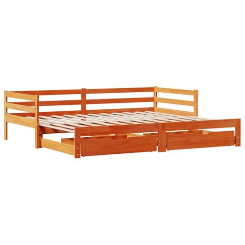 vidaXL Sofá Cama Nido con cajones Madera Maciza de Pino 80x200 cm, diván con Nido, sofá Cama, sofá diván, divanes con Nido, Cama de Invitados