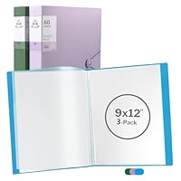 ULVBABI Sichtbuchmappe A4 mit 60 Kunststoffhüllen, 3 Stück, Präsentationsmappen, Poly-Pocket-Mappe & Datei mit Kunststoffhüllen für Schule, Büro, Interviews, Finanzdokumente (3)