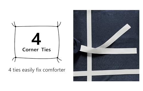 Amazon Basics Set copripiumino singolo in microfibra, 2 pezzi, copripiumino 135 x 200 cm e 1 federa da 80 x 80 cm, blu navy a quadri - Immagine 3