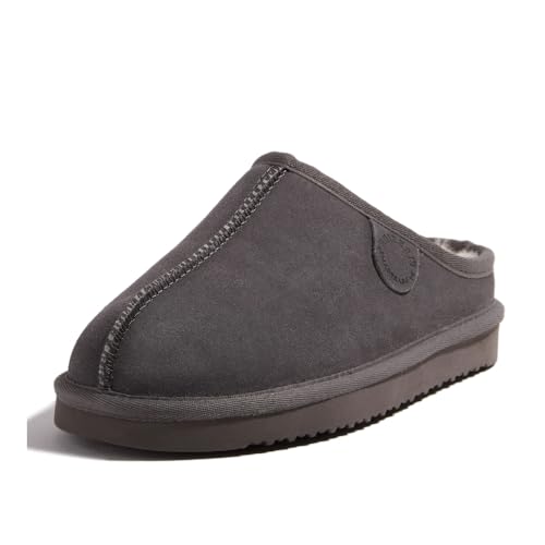Image of Fireside by Dearfoams Women's Greta Genuine Shearling Clog Slippers, 100% Natural Suede Clogs for Outdoor & Indoor