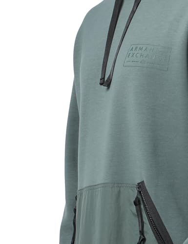 Armani Exchange Men's Utility Tape Pullover Hoodie Sweatshirt with Fashion Zippers3