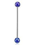  Acero Quirúrgico pesas Industrial/de Andamio con barra con revestimiento metálico azul diseño de bolas de cristal - 38 mm
