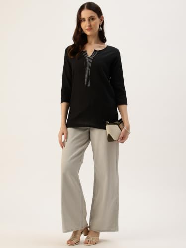 Image of Elegant Short Kurti for Women - 3 /4 Sleeves | Round Neck | (S to XXL)
