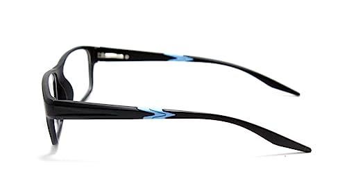 Armação De Óculos Masculino Sem Grau Retangular Jc-1125 (Preto-Azul)