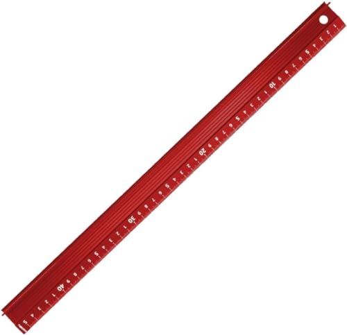 製図直定規 アルミ 多機能定規 アルミニウム合金製保護定規 黒 20/30/45/60cm (20cm,レッド)