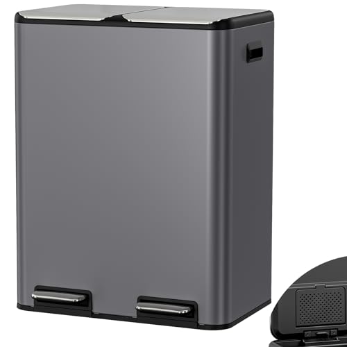 Image of Clevich 60L Dual Kitchen Bins w/Odor Control, (2 x 30L) Recycling Waste Bin