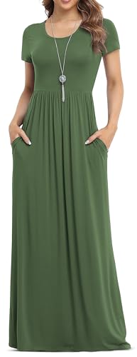 VIISHOW Women's Short Sleeve Loose Plain Maxi Dresses Casual Long