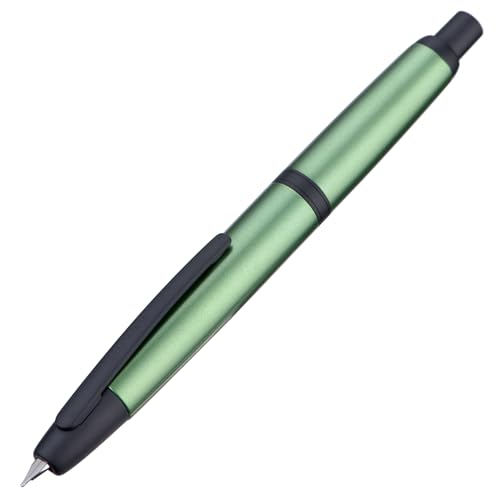 Image of Jinhao 10 Press Fountain Pen with Box, Sea Pine Green Retractable Extra Fine Nib with Ink Converter Set (Black Clip)