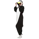 RULTA Unisex Adult Penguin Onesie Pajamas Animal Cartoon Cosplay Sleepwear Jumpsuit Women Men Christmas Halloween Costume(Small, Black)