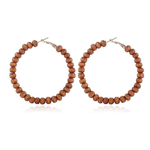Nature Wooden Beaded Hoop Earrings Cover