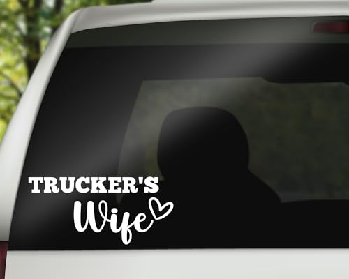 Image of Trucker's Wife Decal | White Vinyl Sticker | 7 inch x 3.2 inch | Made in USA