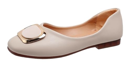 Flats for Women Square Toe Ballet Flats Lightweight Slip On Comfortable Dressy Shoes Faux Leather Casual Office