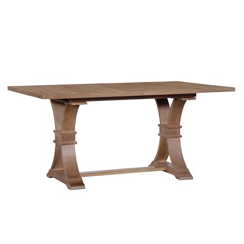 Image of Christopher Knight Home Ethan Extendable Dining Room Table for 6, Wooden Rectangular Expandable Kitchen Table, Vintage Dining Table for Dining Room Kitchen, Walnut