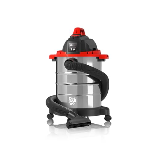 Dirt Devil 6 Gallon Corded Wet Dry Shop Vacuum, Portable, Heavy Duty Vacuum for Garage, Home, Workshop or Vehicle, Durable Design with Versatile Tools, Wet/Dry Shop Vac